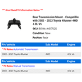 thumbnail image 2 of Rear Transmission Mount - Compatible with 2003 - 2023 Toyota 4Runner 4WD 4.0L V6 2004 2005 2006 2007 2008 2009 2010 2011 2012 2013 2014 2015 2016 2017 2018 2019 2020 2021 2022, 2 of 2