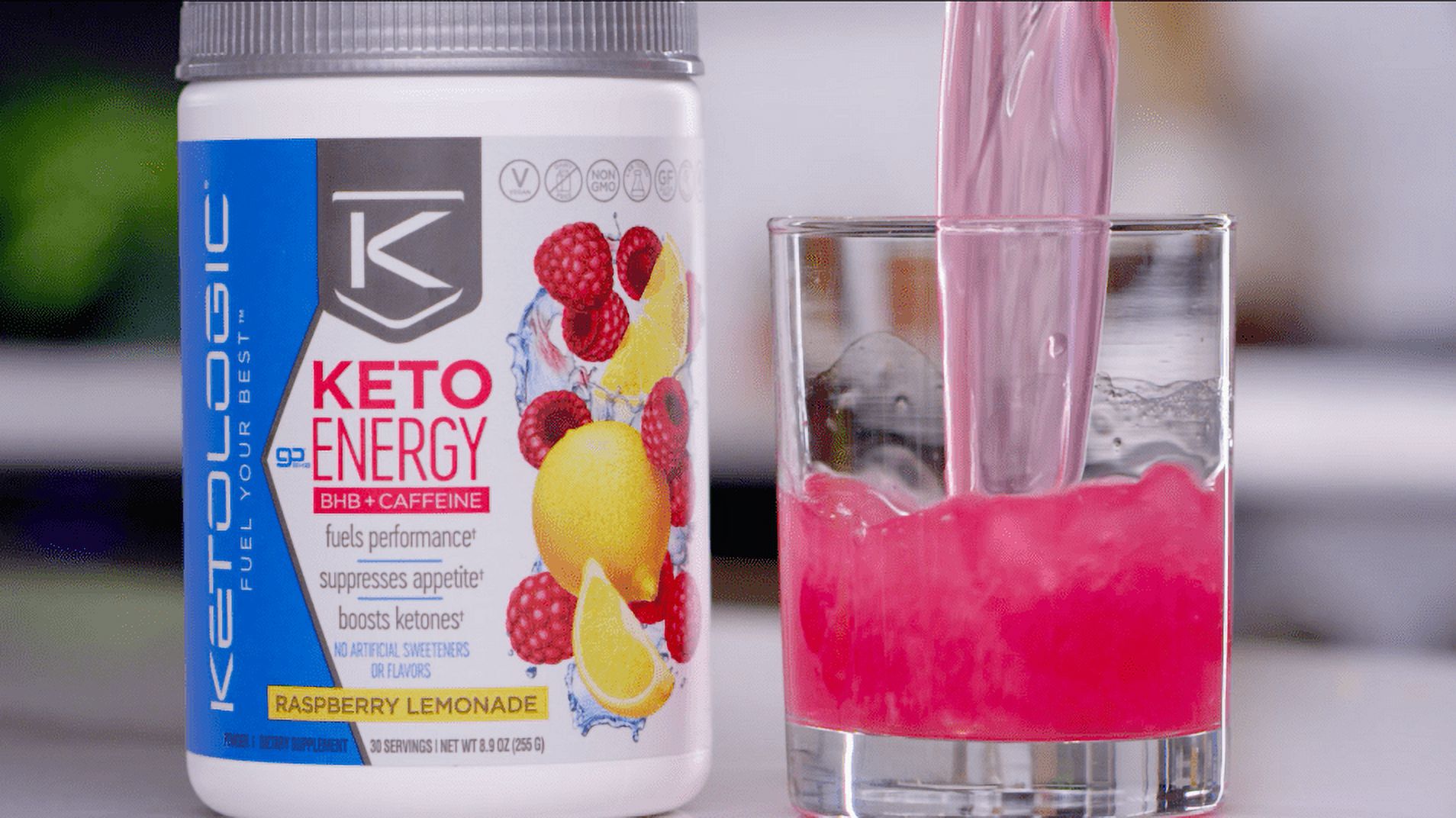 KetoLogic BHB Exogenous Ketones Caffeine Supplement, Raspberry Lemonade | 30 Servings - image 4 of 5
