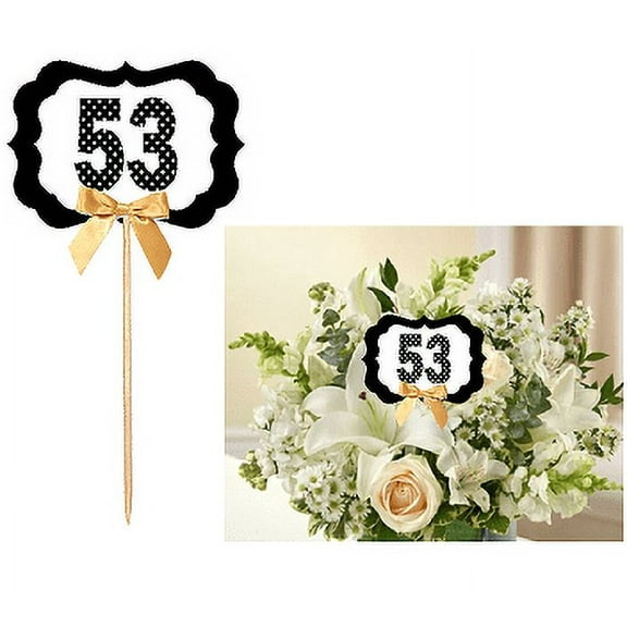 53rd Birthday / Anniversary Table Decoration Party Centerpiece Pick - Set of 6