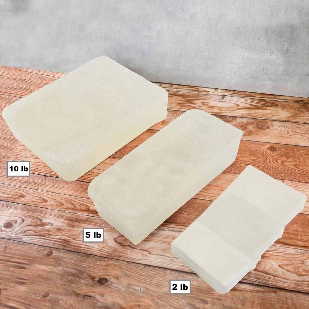Primal Elements Clear Soap Base - Moisturizing Melt and Pour Glycerin Base for Crafting, Easy to Cut, Unscented - 10 Pound