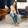 thumbnail image 3 of Jaxx Candler Round Coffee Table Ottoman, Large, 36-Inch, Premium Faux Leather, Natural, 3 of 12