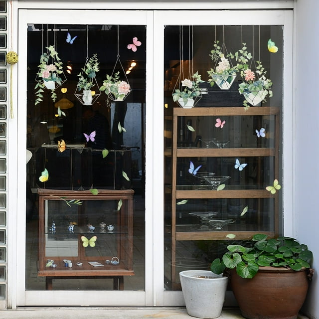 Amzcrzy Wall Sticker Bonsai Window Stickers Window Glass Double-Sided Visible Cling Window Stickers Home Decoration Wall Stickers Room Decor Classroom Decor Home Decor Wall Decor