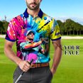 thumbnail image 3 of HOMYGIFTS Men’s Pop Art Neon Grunge Golf Polo – Graffiti Spray & Metallic Sunburst, 3 of 10