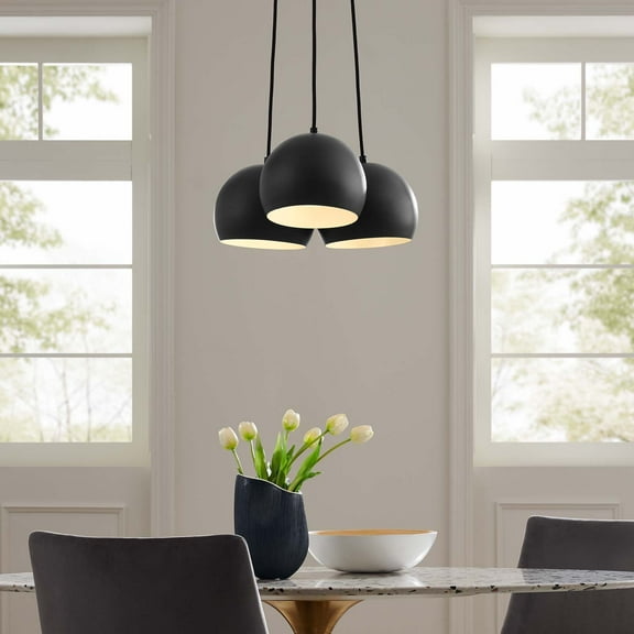 Modway Chalice 3-Light Metal Pendant in Black