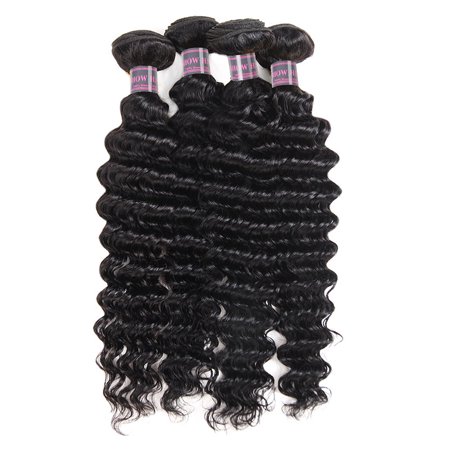 Allove 4 Bundles Peruvian Deep Wave Human Hair Bundles Weave