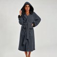 thumbnail image 2 of qolati Soft Robe for Women Warm Long Sleeve Plush Warm Winter Housecoat Spa Towel After Shower Lightweight Fluffy Long Hooded Bathrobe with Pockets, 2 of 4