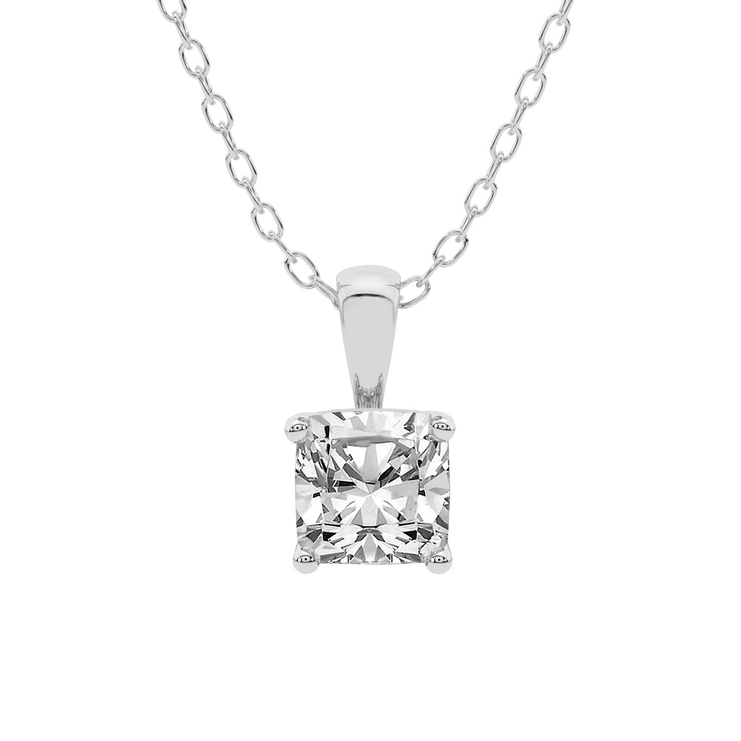 Diamond Pendant Necklace For Women | 3 Carat IGI Certified Cushion Shape  Lab Grown Diamond | Martina Solitaire Lab Diamond Pendant Necklace In 14K 