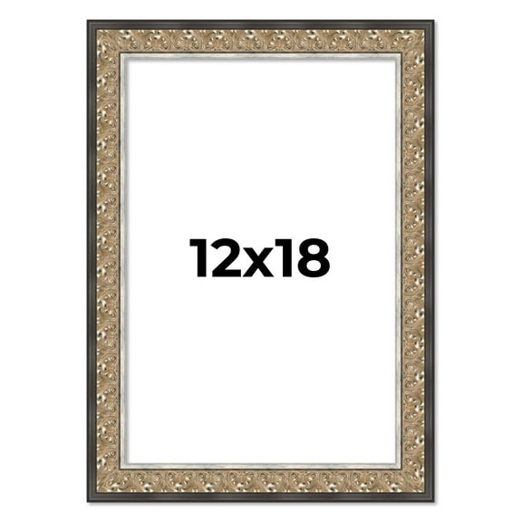 12x18 Frame Silver Real Wood Picture Frame Width 1.75 Inches | Interior Frame Depth 0.5 Inches |