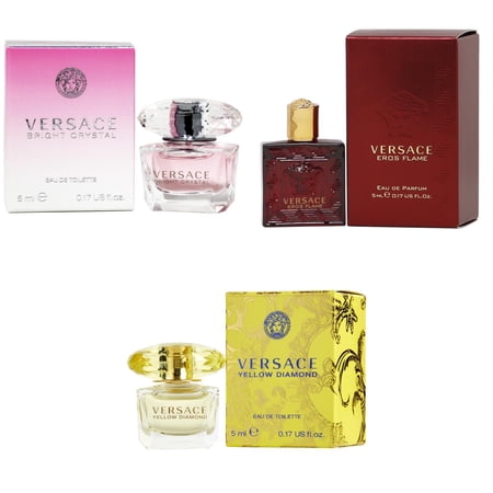 Versace Bright Crystal EDT, Eros Flame EDP, Yellow Diamond EDT - 5ml 3PK Kit