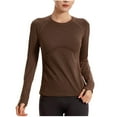 thumbnail image 1 of cfhntfmh Workout Shirts for Women Long Sleeve Slim Fit Crew Neck Athletic Yoga Basic Tops Lightweight Breathable Tshirt, 1 of 5