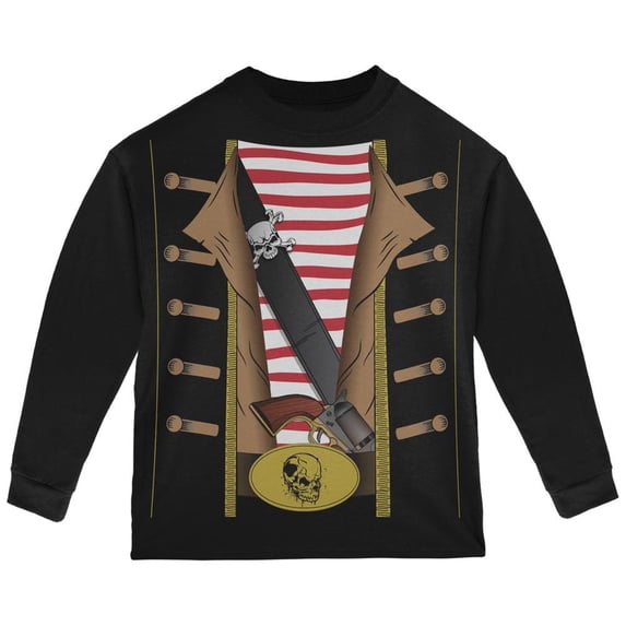 Halloween Pirate Costume Black Toddler Long Sleeve T-Shirt - 3T
