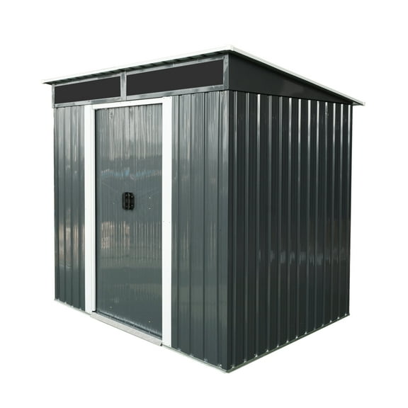 All-Weather 6x5FT Storage Shed - Steel Construction with Locking Doors & Clear Polycarbonate Windows