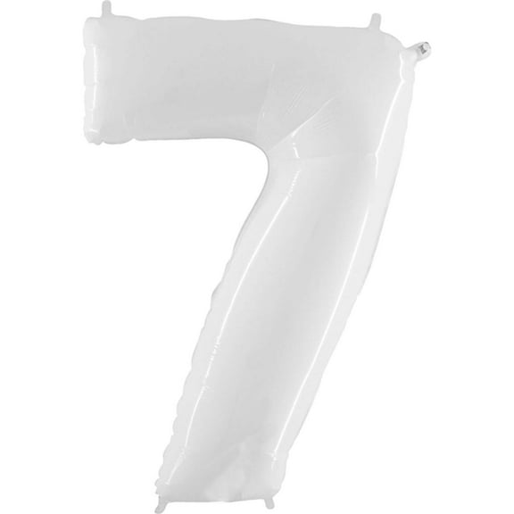 40 inch Number 7 - White Foil Mylar Balloon - Party Supplies Decorations