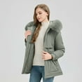 thumbnail image 3 of PFRNLF Winter Coats for Women Thicken Fleece Outerwear Windproof Warm Puffer Jacket with Faux Fur Hood, 3 of 8