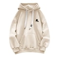 thumbnail image 5 of Men's Vintage Graphic Letter Hoodies Long Sleeve thermal Drawstring Hooded Sweatshirts Spring Fall Oversized Pullovers with Kangaroo Pocket Size 4XL Beige, 5 of 7
