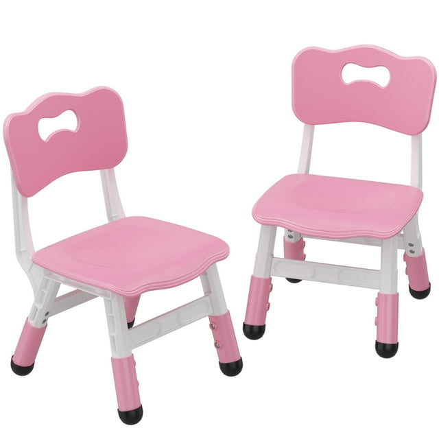 GARVEE Sillas de Plástico para Niños Pequeños, Juego de 2 Piezas, Altura Ajustable, Rosa