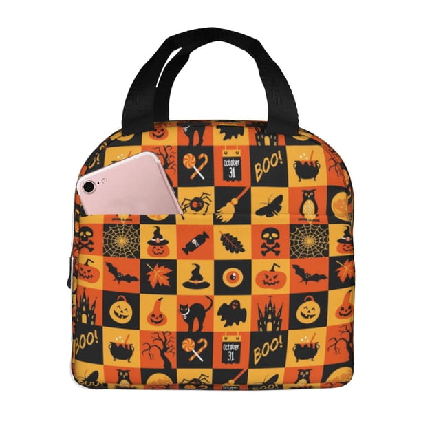 Easygdp Halloween Bolsa Térmica Premium - Tela Oxford Impermeable, Gran Capacidad, Bolsillo Frontal, Unisex para Trabajo, Escuela, Actividades al Aire Libre y Picnics