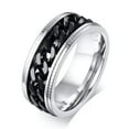 thumbnail image 2 of 8mm Black Spinner Chain Bands Men's Stainless Steel Silver, Black Ring Size 7-13, 2 of 9