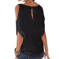 thumbnail image 3 of Dnzceghtig Blusas con hombros descubiertos y cortes para mujer, blusas holgadas de verano con mangas cortas y cuello redondo, camisetas casuales holgadas para playa, 3 of 5