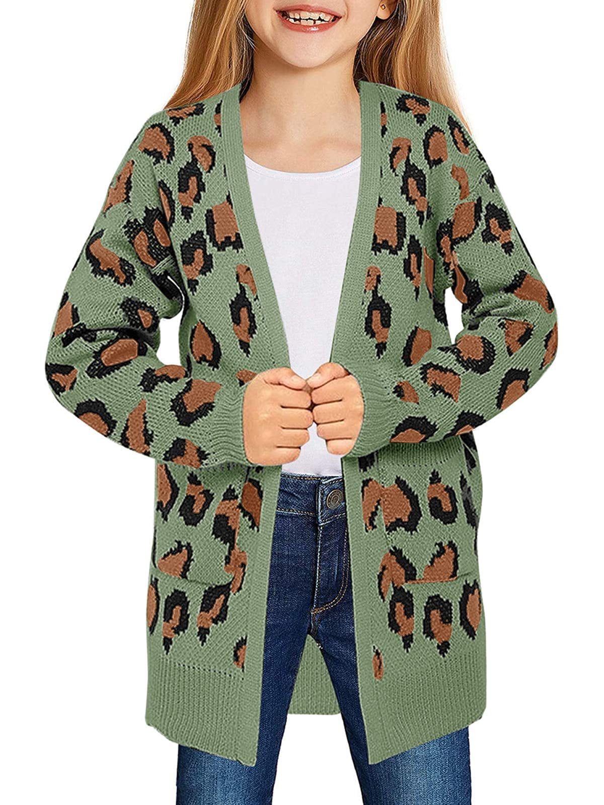 Girls leopard print clearance cardigan