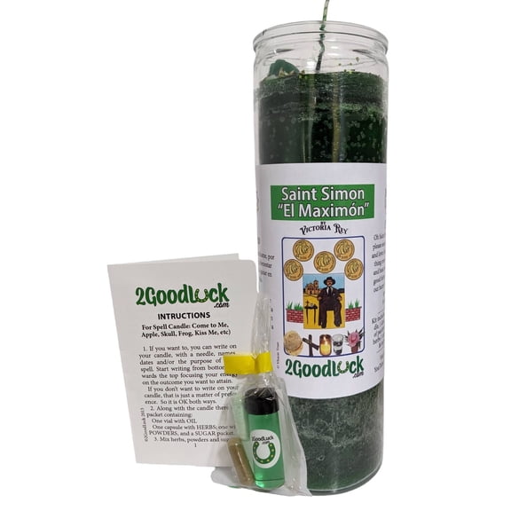 St. Simon Green Money Dressed Candle Kit - San Simon Dinero Verde