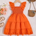 thumbnail image 6 of NOLDARES Girls Flutter Sleeve Floral Dresses, Kids Spring Summer Dress, Teen Hawaiian Maxi Long Dresses(Orange,4-5 Years), 6 of 7