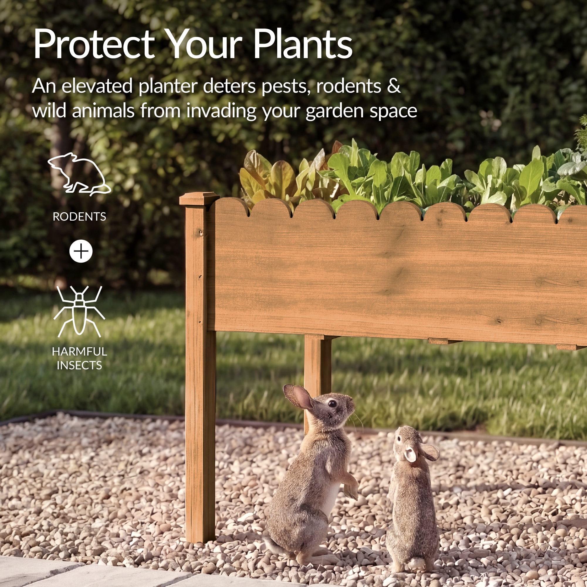 Best Choice Products 48x24x30in Raised Garden Bed, Scalloped Design, Elevated Wooden Planter for Yard - Acorn Brown