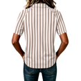 thumbnail image 6 of Garbnen Striped Women's Polo Shirts Raglan Collared Henley Women Short Sleeve Tops Color Block Casual Dressy Work Women's Golf Shirt M, 6 of 7