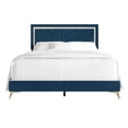 thumbnail image 5 of Castle Place Luxurious Diamond Strip Velvet Upholstered Bed Navy Blue, Twin, 5 of 7