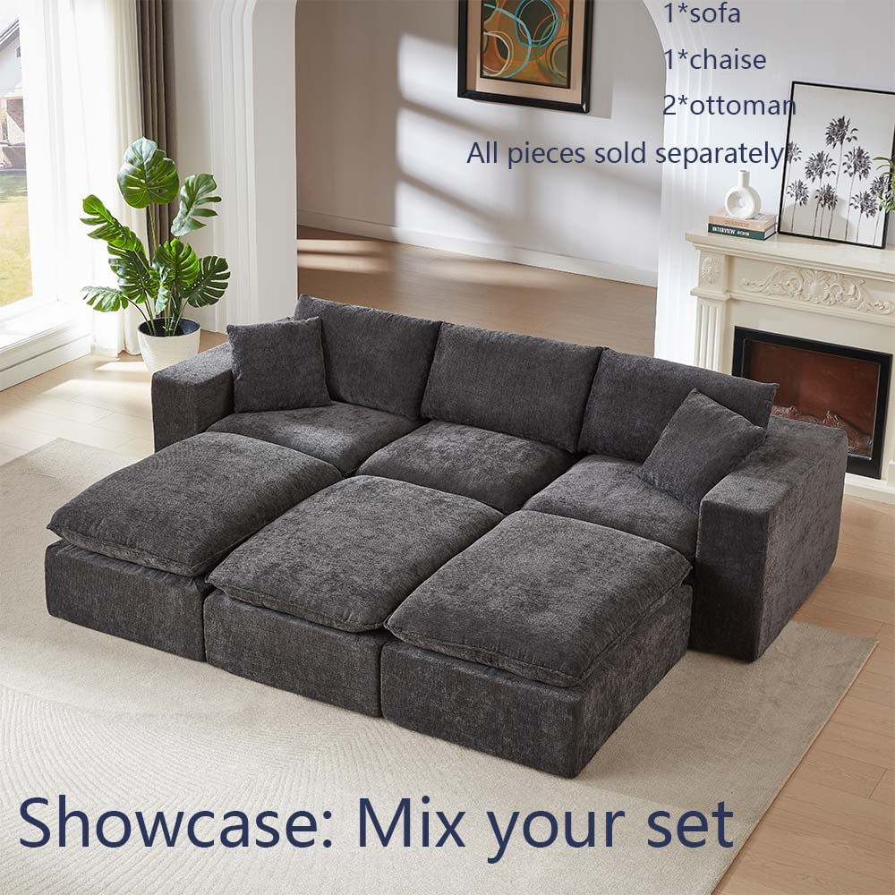 Miniyam 30" x 40" Dark Gray Multi-Functional Ottoman | The Ultimate Flexible Piece to Complete Your L/U-Shape Sofa Configuration