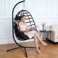 thumbnail image 2 of Egg Chair Outdoor with Stand, Indoor Wicker Hanging Egg Swing Chair with Cushion & Headrest, 350lbs Capacity for Patio, Bedroom, 2 of 9