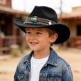 thumbnail image 2 of mgoYE Western Cowboy Hat for Kids Boys Girl Classic Roll Up Hat with Buckle Belt(Black,3-8 Years), 2 of 4
