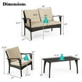 thumbnail image 4 of Topbuy Brun Rotin Osier 4PCS Patio Meubles Ensemble Coussiné Canapé Canapé Table Basse, 4 of 4