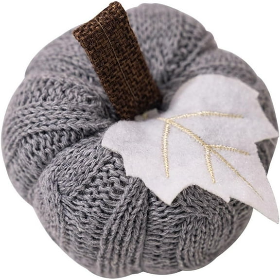 Faux Fall Harvest Crochet Pumpkins - Small Knit Rustic Farmhouse Foam Decor for Thanksgiving Halloween Autumn Mantel Table (Orange, 9cmx9cmx6cm)