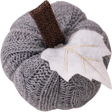Faux Fall Harvest Crochet Pumpkins - Small Knit Rustic Farmhouse Foam Decor for Thanksgiving Halloween Autumn Mantel Table (Orange 9cmx9cmx6cm)