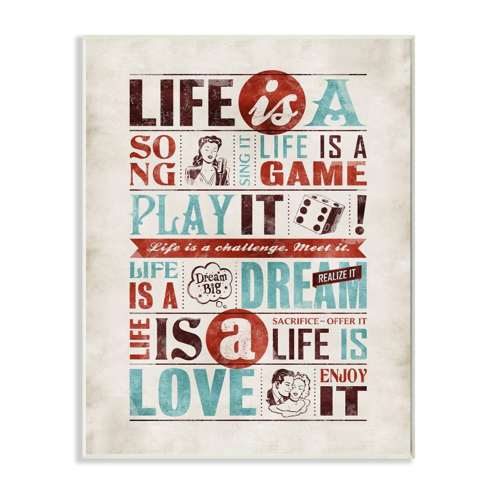 Stupell Industries Life Is A Song Inspirational Comic Book Word Design Wall Plaque by Ester Kay