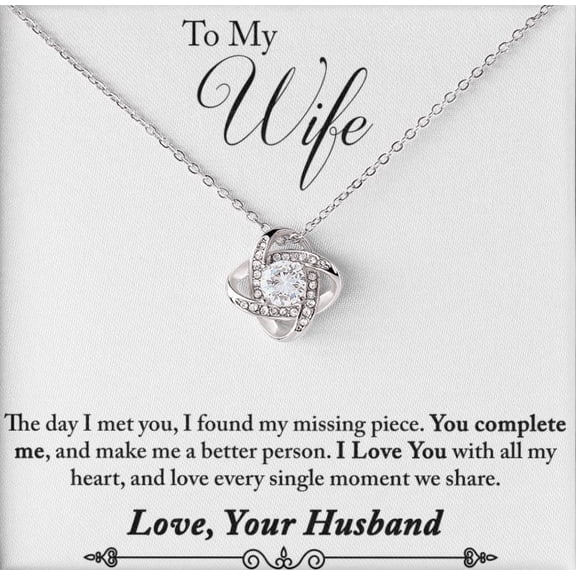 Bluxeo To My Wife Necklace from Husband Message Card Romantic Gifts for Wife S925 Sterling Silver Necklace for Women, Wife Jewelry Rose Gold, Wife Birthday Anniversary Valentines Mothers Day Gifts