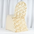 thumbnail image 5 of Balsa Circle 10 Champagne Satin Raised Roses Spandex Stretchable Banquet Solid Chair Covers Slipcovers, 5 of 8