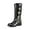 Black, variant on Women's Fashion  High Boots - Chunky Heel  with Pull-On Design, Square Toe with Decorative Buckles