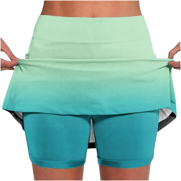 Moxiu Women Shorts Elastic Yoga Culottes Gradient Color Tie Dye Printed Athletic Short Pants Plus Size Summer High Waist Tummy Control Skirt Skorts Joggers 2025 Multicolor,S