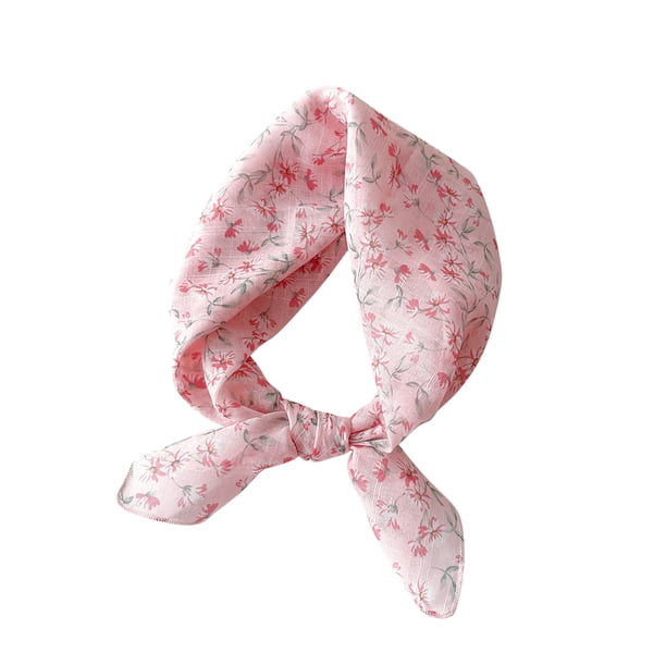 Bufandas de algodón y lino para mujer, bufanda pequeña de seda, bufanda con motivos literarios y temperamento, flores y pétalos, pañuelo decorativo para el cabello para mujer.