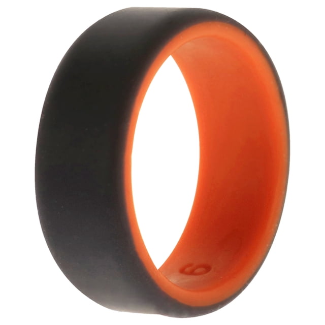 Anillo de boda de silicona de 2 capas biselado de 8 mm Naranja-gris ROQ para hombres Anillo de 9 mm