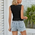 thumbnail image 4 of JANDEL Women's Casual Pleated Round Neck Sleeveless Work Office Blouse Top Black S-XL, 4 of 6