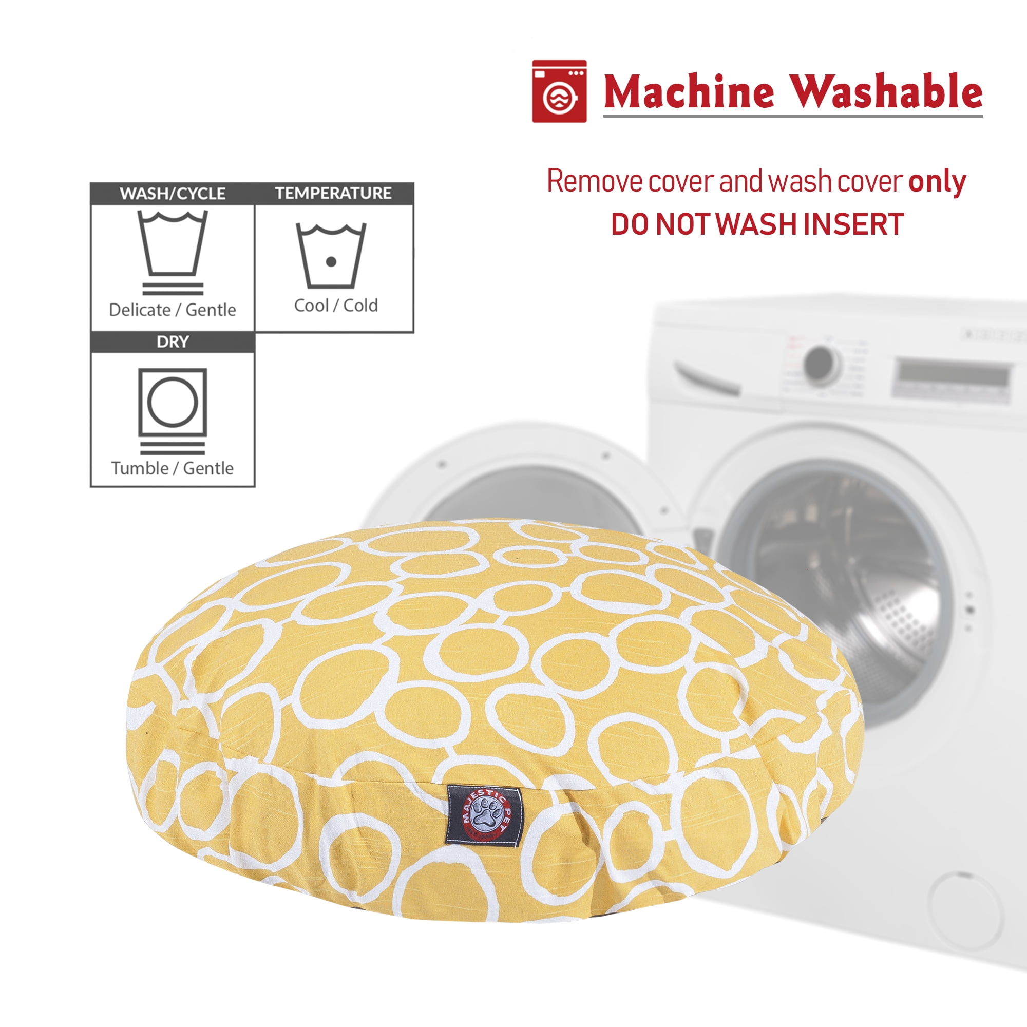 Majestic Pet | Fusion Round Pet Bed For Dogs, Removable Cover, Yellow, Medium