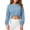 Blue, variant on Womens Drawstring Hem Cropped Sweatshirt Long Sleeve Drop Shoulder Midriff Baring Top