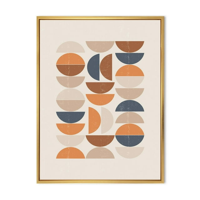 Designart Abstract Sun and Moon S In Blue and Orange FLOAT FRAME WALL ART