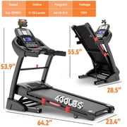 12MPH Folding Treadmill with 20% Auto Incline, 300-400 LB Capacity, Treadmills for Home Running Walking, 5.1HP Brushless Motor, Foldable Electric Treadmill Running Machine with APP & Bluetooth