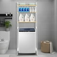 thumbnail image 4 of 3 Tiers Over The Washer and Dryer Storage Shelf, Bathroom Storage Shelf with Adjustable Feet Freestanding Storage Rack Wooden Laundry Rack Shelf for Kitchen Bathroom, 4 of 16