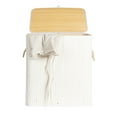 thumbnail image 6 of Household Essentials Bamboo Double Laundry Hamper with Rope Handles, Lid and Removable Machine Washable Laundry Bag, 39-Gallons, White, 6 of 12