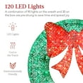 thumbnail image 3 of Best Choice Products 36in Pre-Lit Outdoor Christmas Wreath, LED Metal Holiday Decor w/ 120 Lights, Bow - Green/Red, 3 of 7
